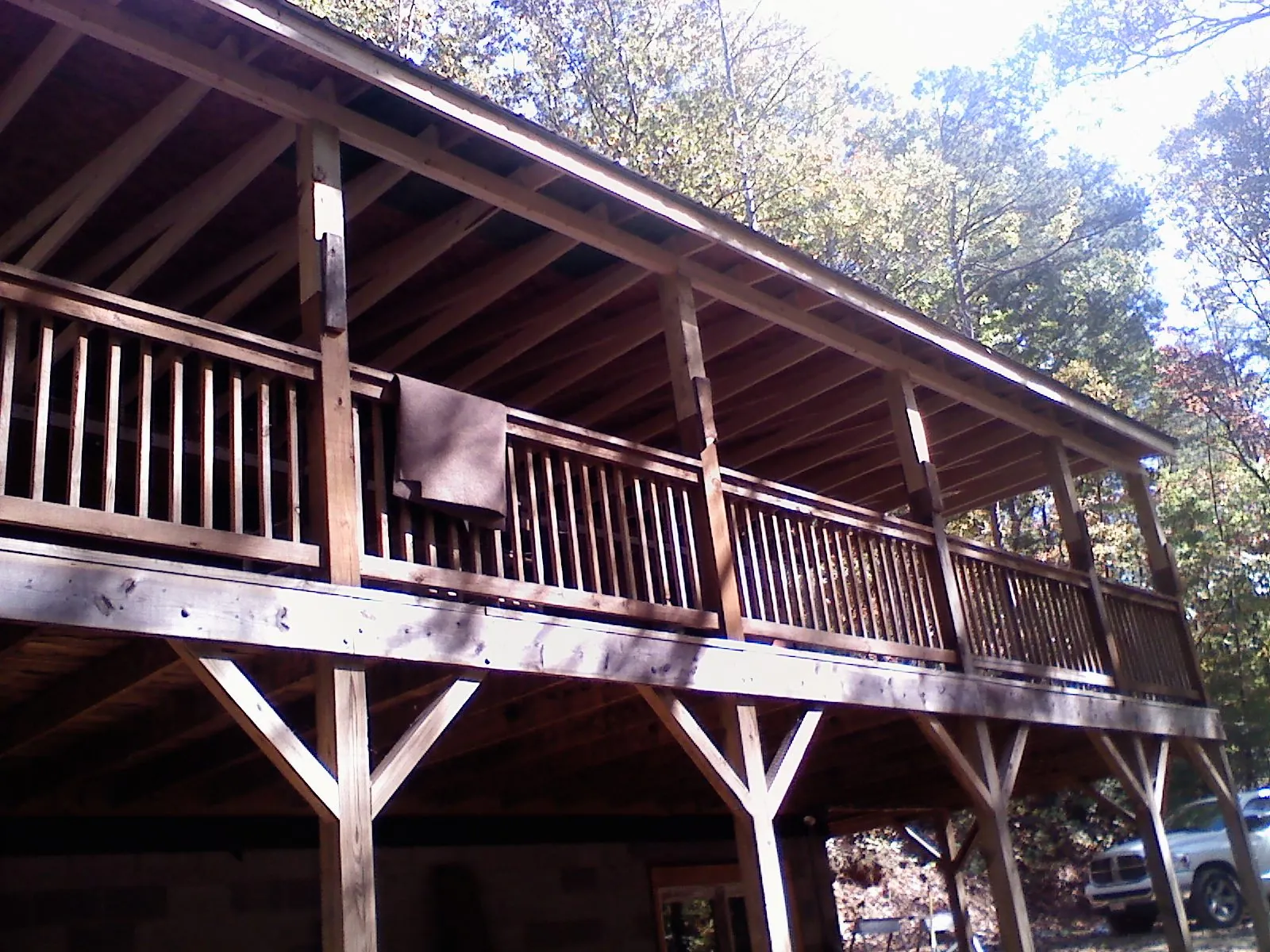 Timber framing under a new elevated porch and deck — Roof Leak Repair in Sulphur by Roofing Brothers